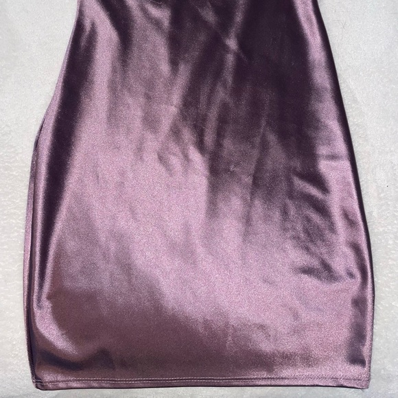 NWT Tresser Mini Bodycon Dress Spaghetti Straps Metallic Purple - Picture 2 of 5